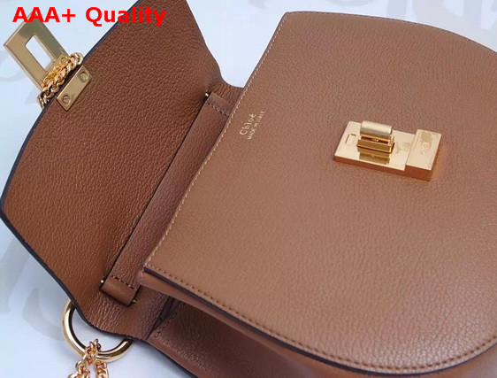 Chloe Drew Bag Brown Grained Lambskin Gold Hardware Replica