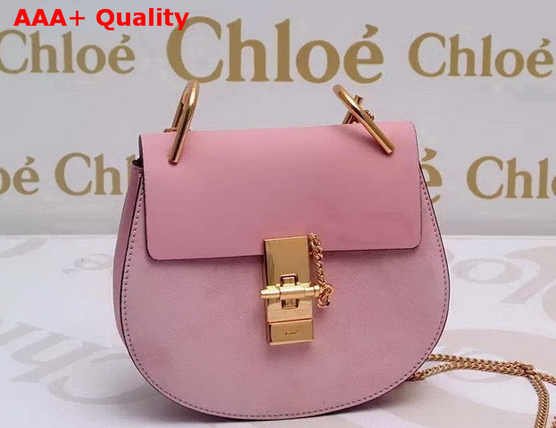 Chloe Drew Bag In Pink Suede Calfskin and Smooth Calfskin Replica