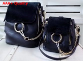 Chloe Faye Backpack in Black Smooth and Suede Calfskin Replica