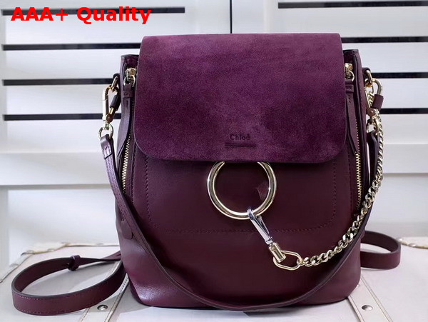 Chloe Faye Backpack in Bordeaux Smooth and Suede Calfskin Replica