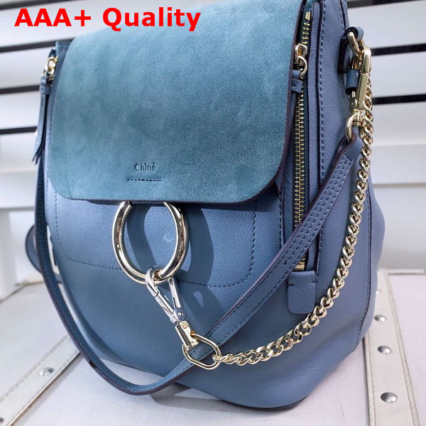 Chloe Faye Backpack in Cloudy Blue Smooth and Suede Calfskin Replica