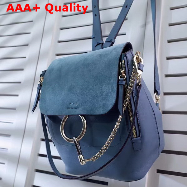 Chloe Faye Backpack in Cloudy Blue Smooth and Suede Calfskin Replica
