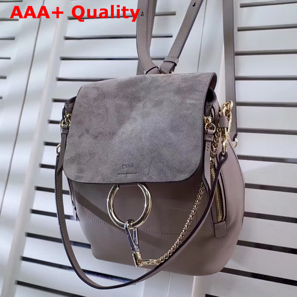 Chloe Faye Backpack in Motty Grey Smooth and Suede Calfskin Replica