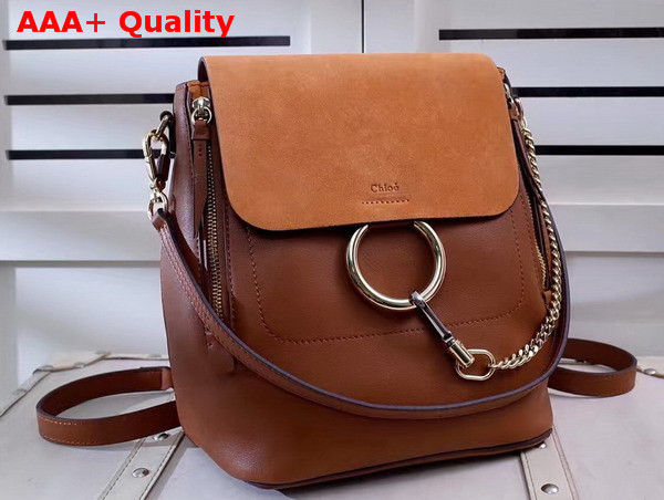 Chloe Faye Backpack in Tan Smooth and Suede Calfskin Replica