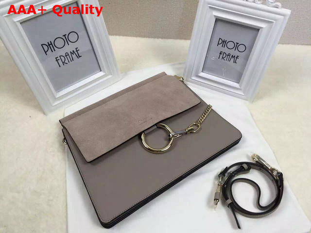 Chloe Faye Bag In Grey Smooth Calfskin And Suede Calfskin Replica