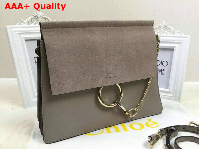 Chloe Faye Bag In Grey Smooth Calfskin And Suede Calfskin Replica