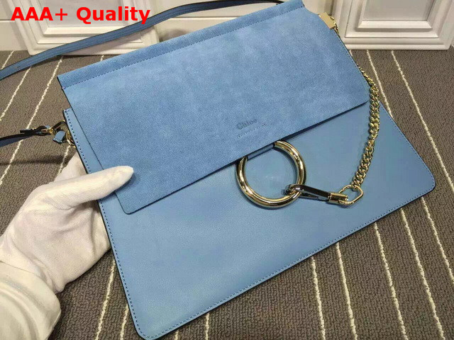 Chloe Faye Bag In Suede Calfskin And Smooth Calfskin Cloudy Blue Replica