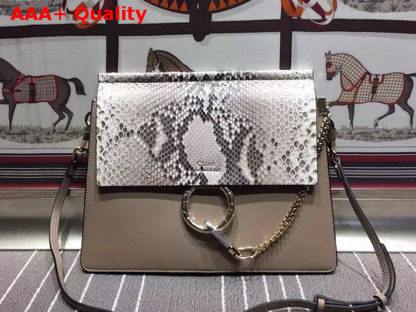 Chloe Faye Bag in Pattern Python and Smooth Calfskin Grey Replica