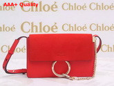 Chloe Faye Small Bag In Poppy Red Suede and Nappa Leather Replica