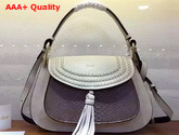 Chloe Hudson Large Bag in Light Grey Calfskin and Python Replica