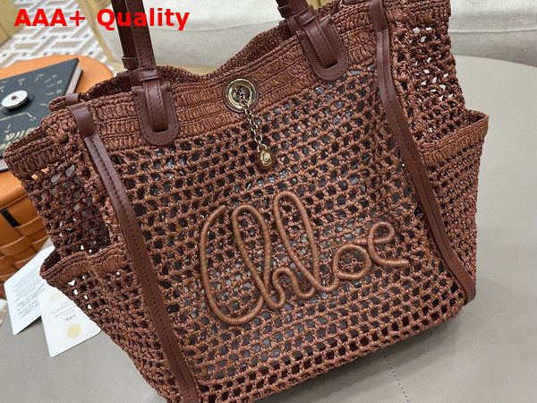 Chloe Iconic Double Carry Bag in Clay Brown Raffia Replica