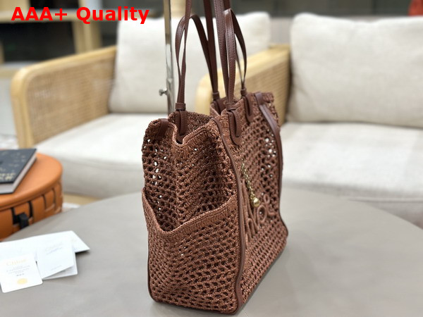 Chloe Iconic Double Carry Bag in Clay Brown Raffia Replica
