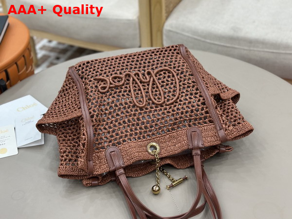 Chloe Iconic Double Carry Bag in Clay Brown Raffia Replica