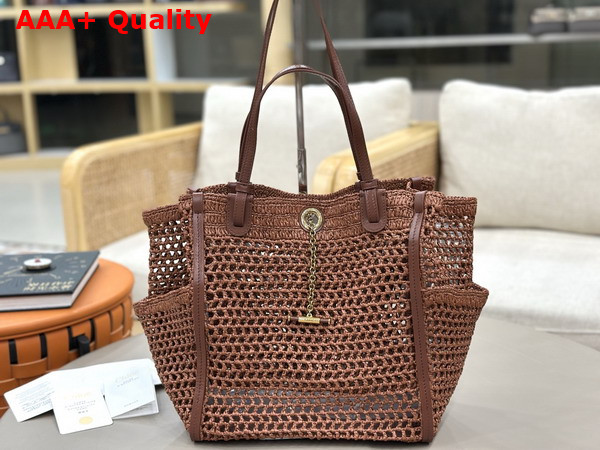 Chloe Iconic Double Carry Bag in Clay Brown Raffia Replica