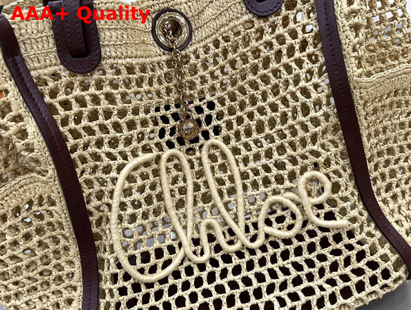 Chloe Iconic Double Carry Bag in Raffia Hot Sand Replica