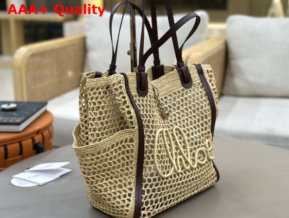 Chloe Iconic Double Carry Bag in Raffia Hot Sand Replica