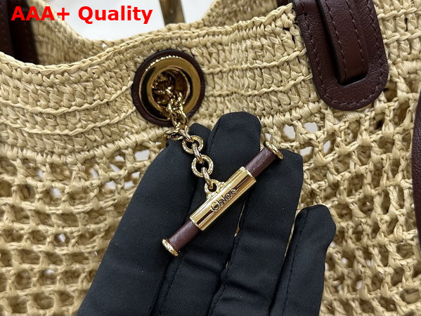 Chloe Iconic Double Carry Bag in Raffia Hot Sand Replica