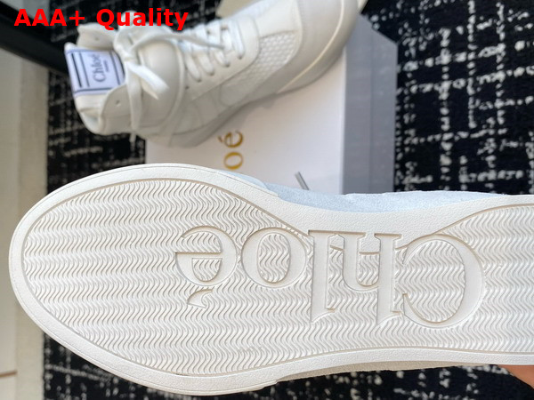 Chloe Kick High Top Sneaker in Cloudy Cream Calfskin and Suede Cowhide Replica