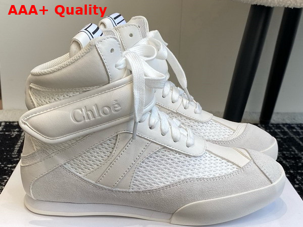 Chloe Kick High Top Sneaker in Cloudy Cream Calfskin and Suede Cowhide Replica