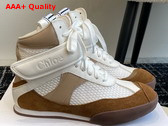 Chloe Kick High Top Sneaker in Natural Brown Calfskin and Suede Cowhide Replica