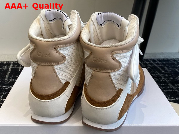 Chloe Kick High Top Sneaker in Natural Brown Calfskin and Suede Cowhide Replica