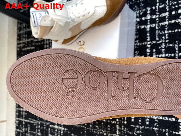 Chloe Kick High Top Sneaker in Natural Brown Calfskin and Suede Cowhide Replica