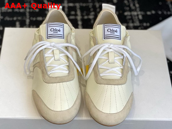 Chloe Kick Sneaker in Beige Leather and Suede Replica