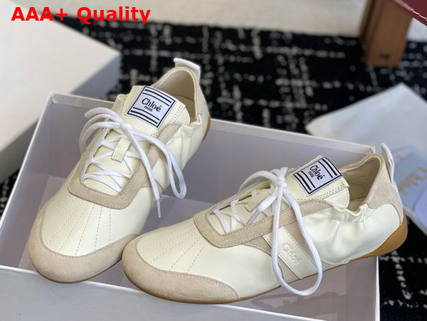 Chloe Kick Sneaker in Beige Leather and Suede Replica