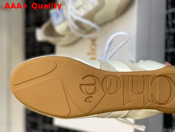 Chloe Kick Sneaker in Beige Leather and Suede Replica