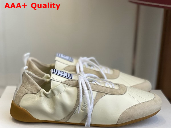 Chloe Kick Sneaker in Beige Leather and Suede Replica