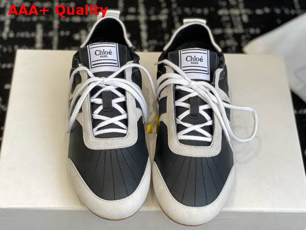 Chloe Kick Sneaker in Black Leather and Suede Replica