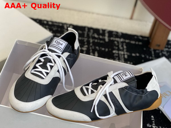 Chloe Kick Sneaker in Black Leather and Suede Replica