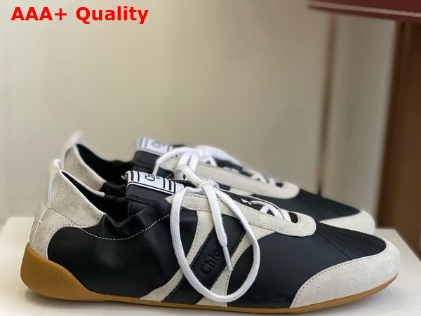 Chloe Kick Sneaker in Black Leather and Suede Replica