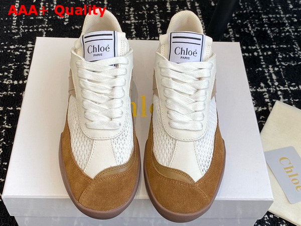 Chloe Kick Sneaker in Natural Brown Calfskin and Suede Cowhide Replica