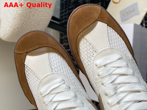 Chloe Kick Sneaker in Natural Brown Calfskin and Suede Cowhide Replica