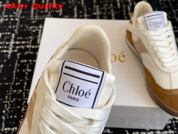 Chloe Kick Sneaker in Natural Brown Calfskin and Suede Cowhide Replica