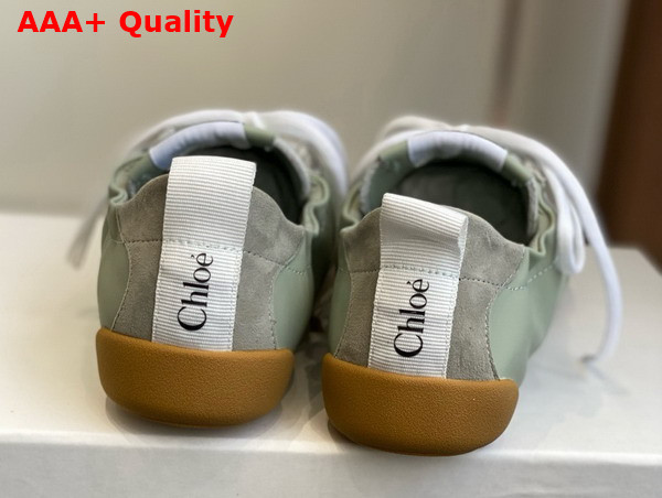 Chloe Kick Sneaker in Soft Khaki Leather and Suede Replica