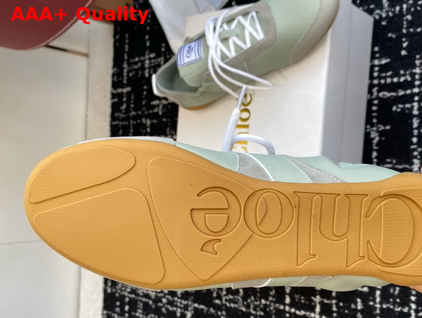 Chloe Kick Sneaker in Soft Khaki Leather and Suede Replica