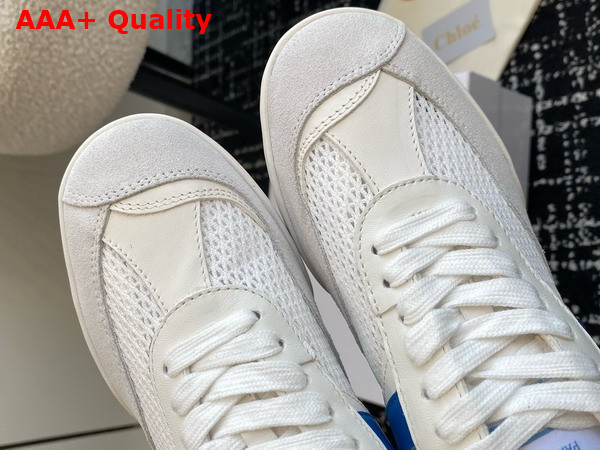 Chloe Kick Sneaker in White and Blue Calfskin and Suede Cowhide Replica