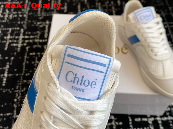 Chloe Kick Sneaker in White and Blue Calfskin and Suede Cowhide Replica