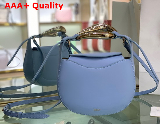 Chloe Kiss Small Purse in Gentle Blue Small Grain Calfskin Replica