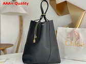 Chloe Large Chloe Spin Tote Bag in Black Grained Leather Replica