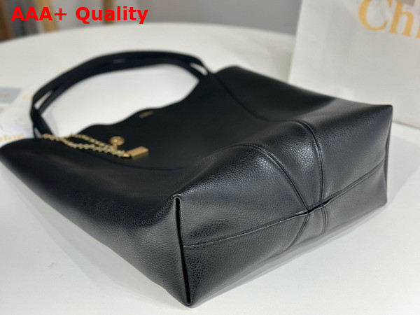 Chloe Large Chloe Spin Tote Bag in Black Grained Leather Replica