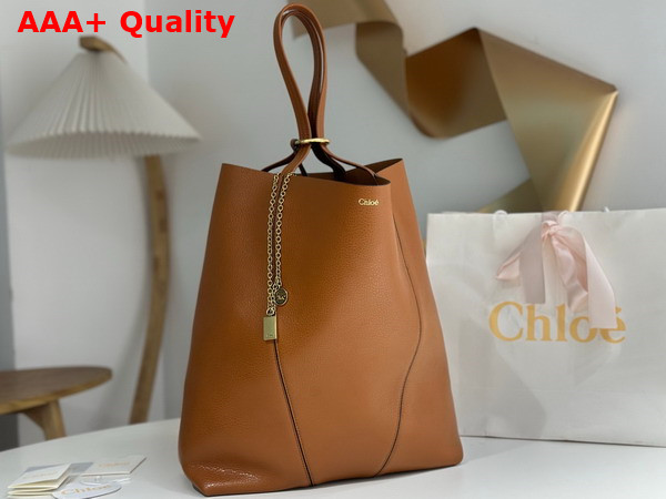 Chloe Large Chloe Spin Tote Bag in Clay Brown Grained Leather Replica