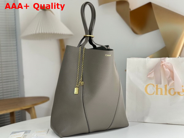 Chloe Large Chloe Spin Tote Bag in Flannel Grey Grained Leather Replica