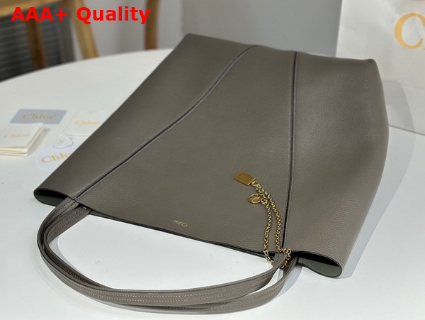 Chloe Large Chloe Spin Tote Bag in Flannel Grey Grained Leather Replica