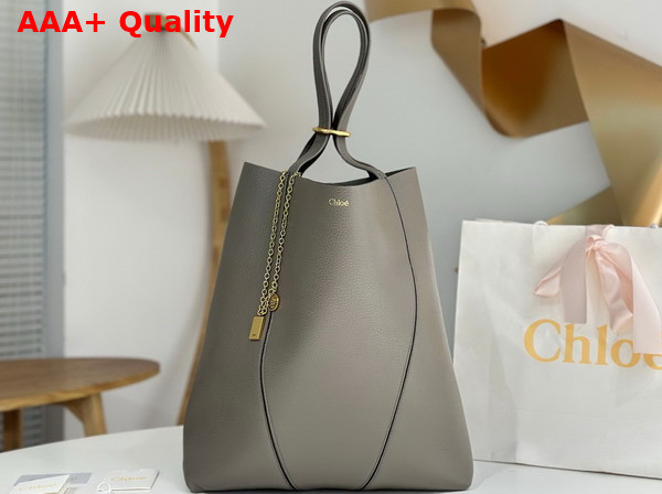 Chloe Large Chloe Spin Tote Bag in Flannel Grey Grained Leather Replica