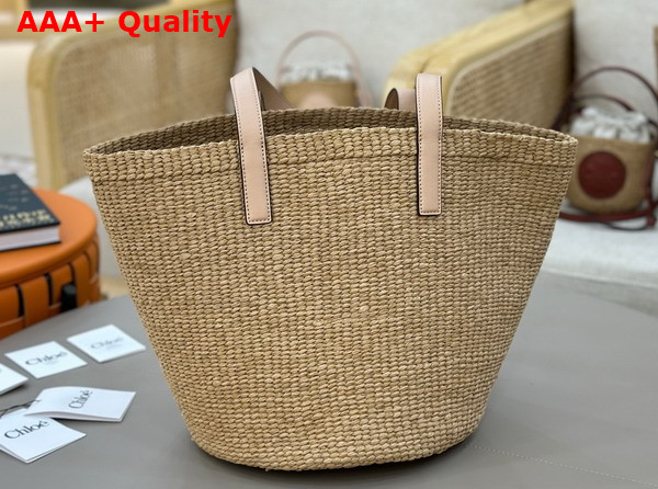 Chloe Large Horse Medal Basket in Natural Fibers Apricot Pink Replica
