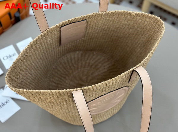 Chloe Large Horse Medal Basket in Natural Fibers Apricot Pink Replica