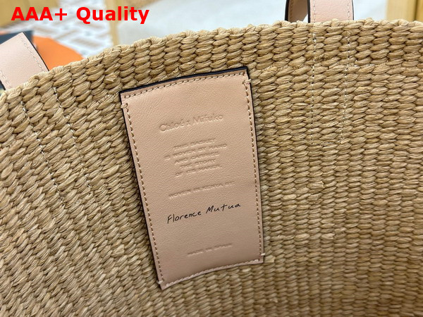 Chloe Large Horse Medal Basket in Natural Fibers Apricot Pink Replica